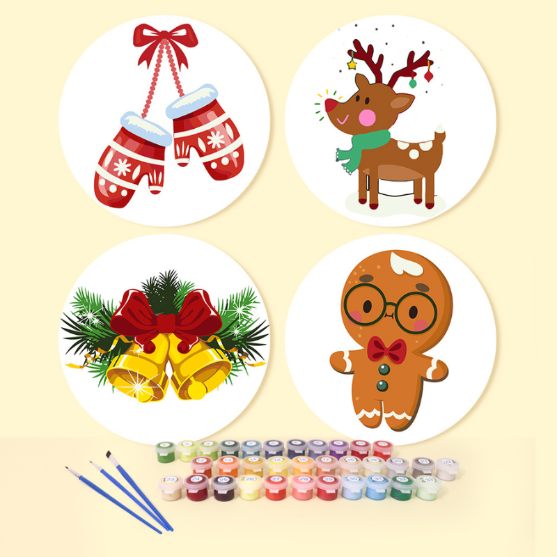 Cozy Christmas Characters 4-Pieces Paint by Numbers Placemat