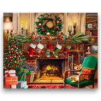 Cozy Christmas Fireplace Paint by Numbers