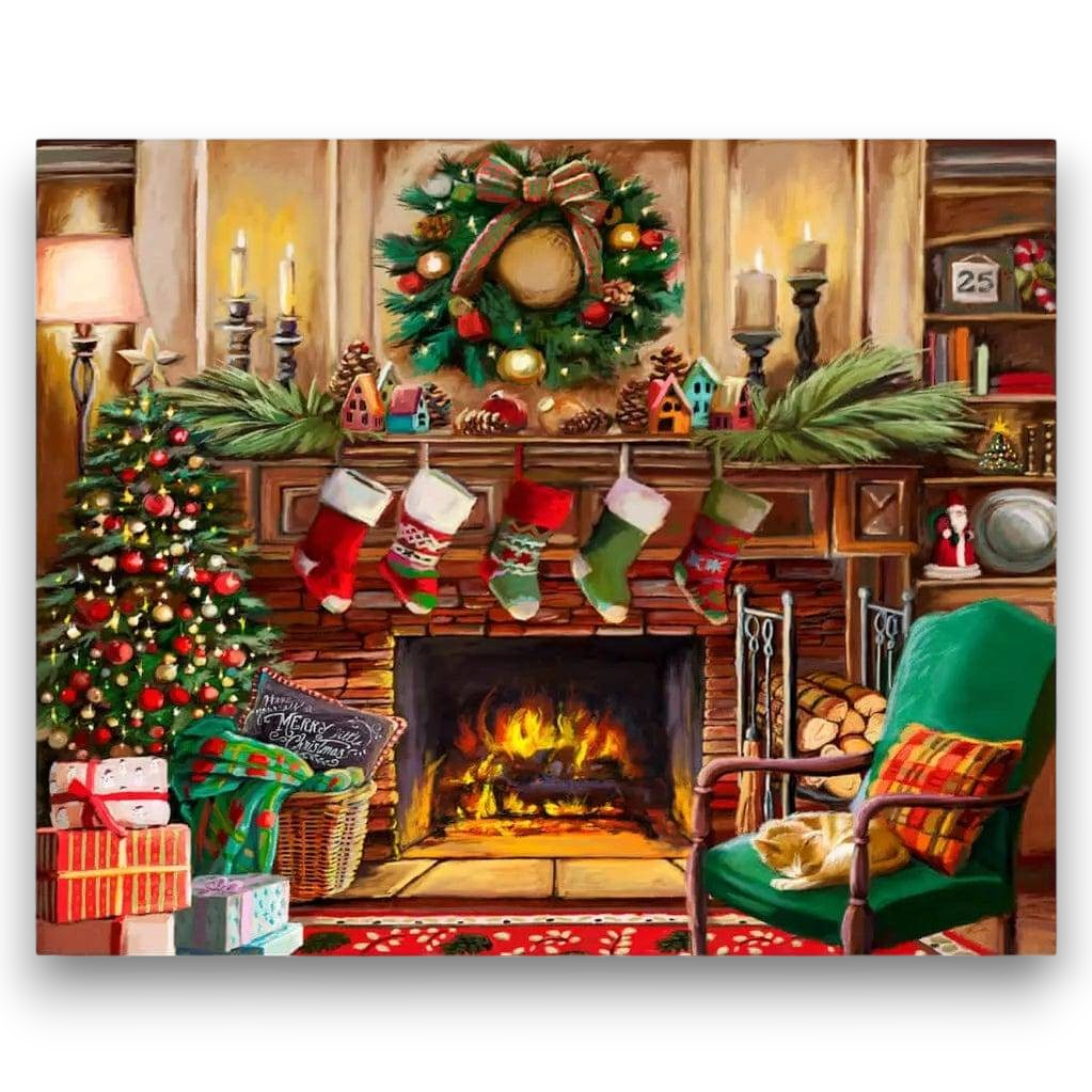 Cozy Christmas Fireplace Paint by Numbers