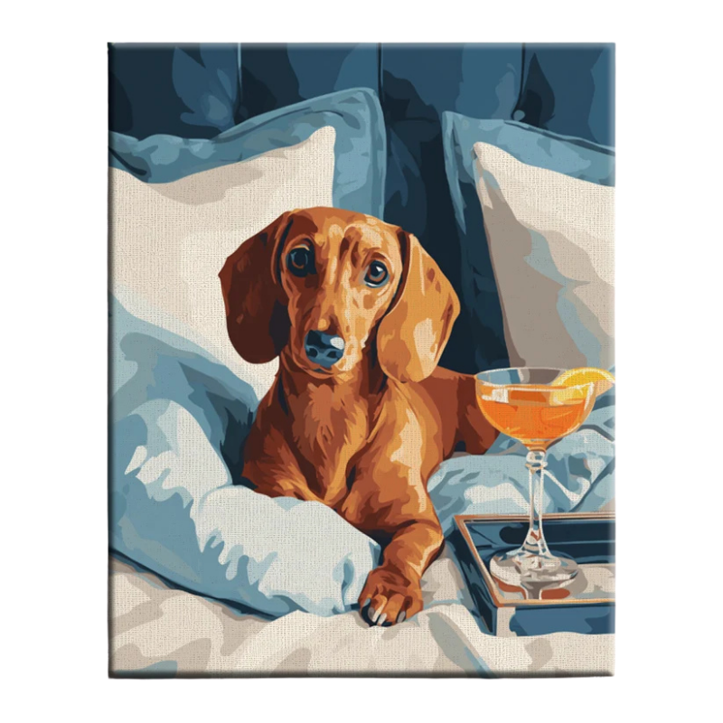 Cozy Dachshund with Cocktail Paint by Numbers