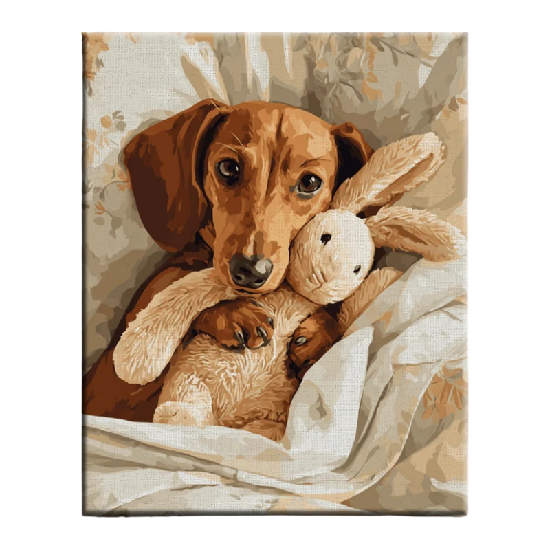 Cozy Dachshund with Teddy Paint by Numbers