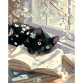 Curious Cat on a Book Paint by Numbers
