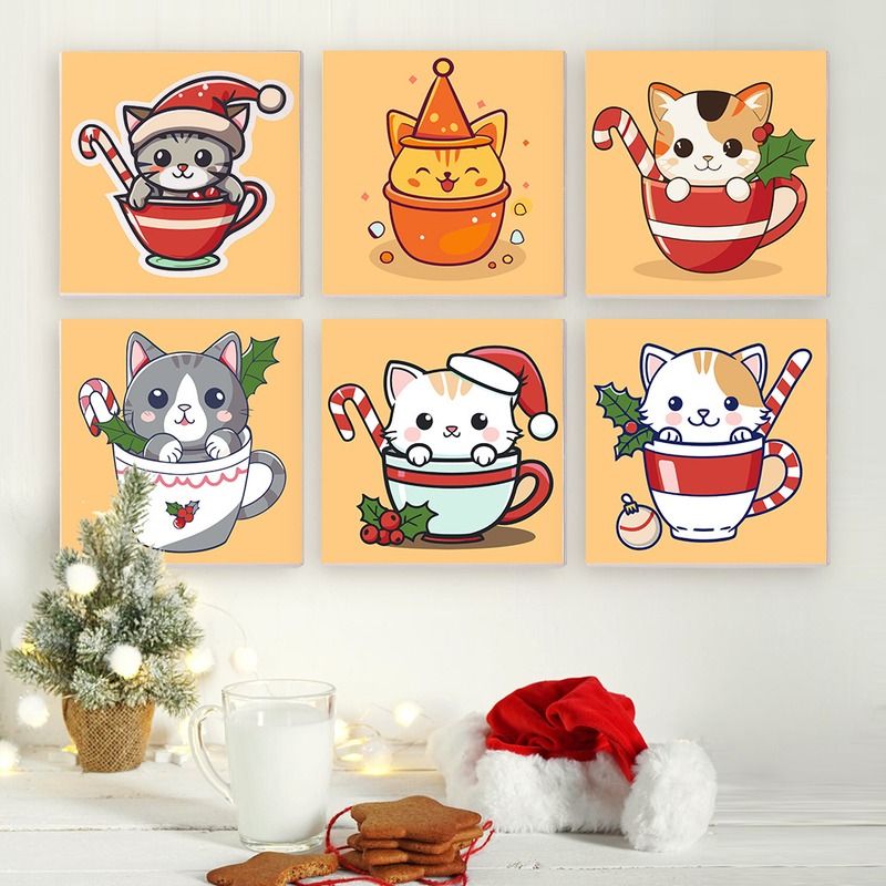 Cute Christmas Cats Mini Paint by Numbers