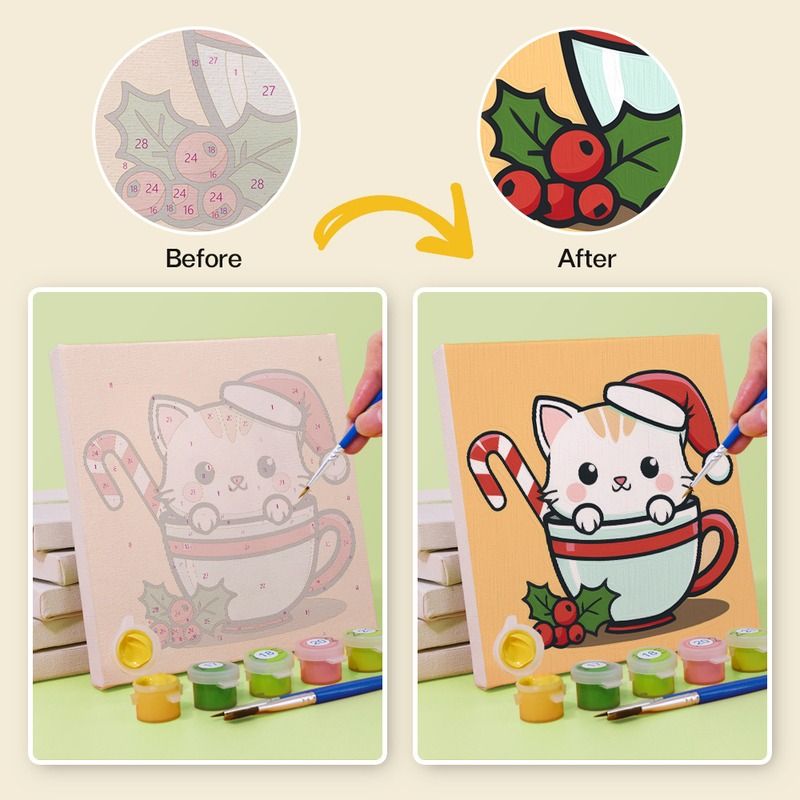 Cute Christmas Cats Mini Paint by Numbers
