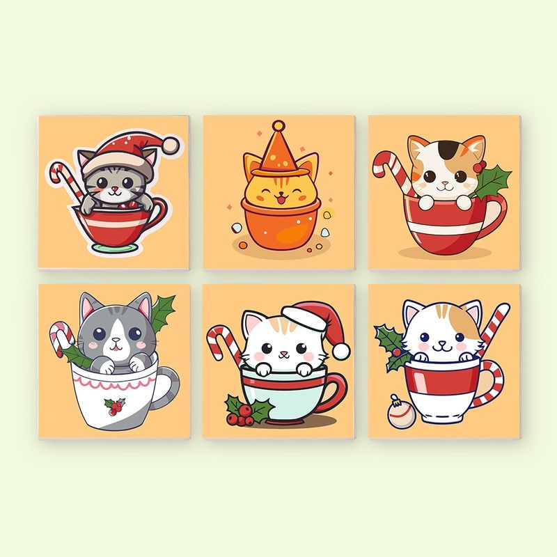 Cute Christmas Cats Mini Paint by Numbers
