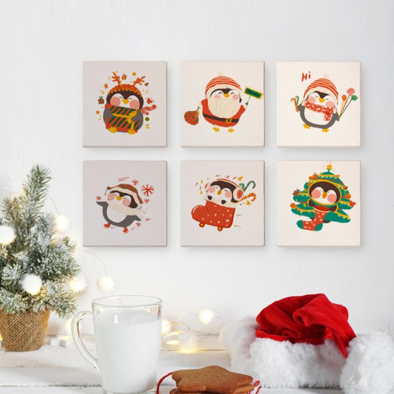 Cute Christmas Penguins Mini Paint by Numbers