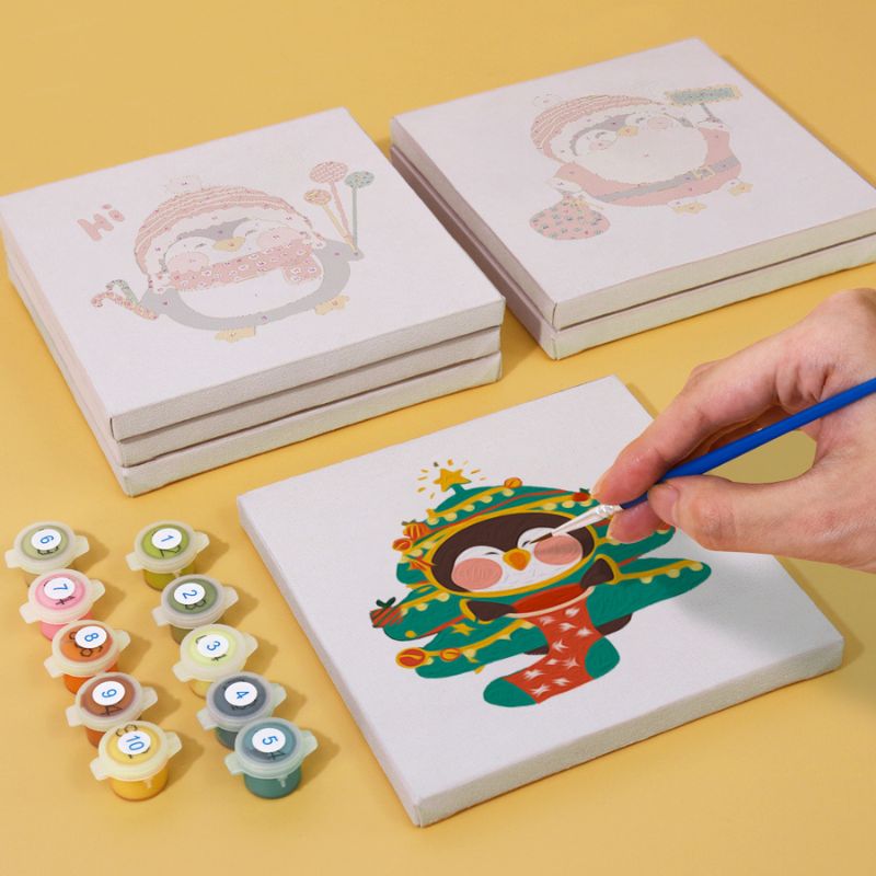 Cute Christmas Penguins Mini Paint by Numbers