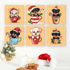 Cute Christmas Puppies Mini Paint by Numbers