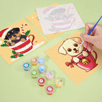 Cute Christmas Puppies Mini Paint by Numbers