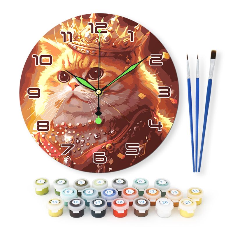 Cute Kitty Paint by Numbers Clock Kit