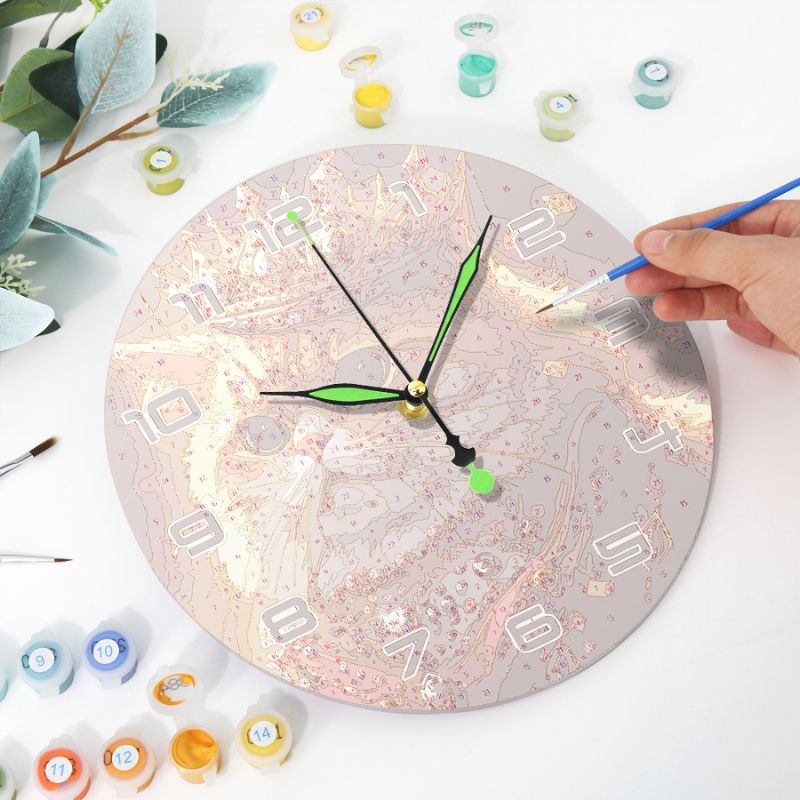 Cute Kitty Paint by Numbers Clock Kit