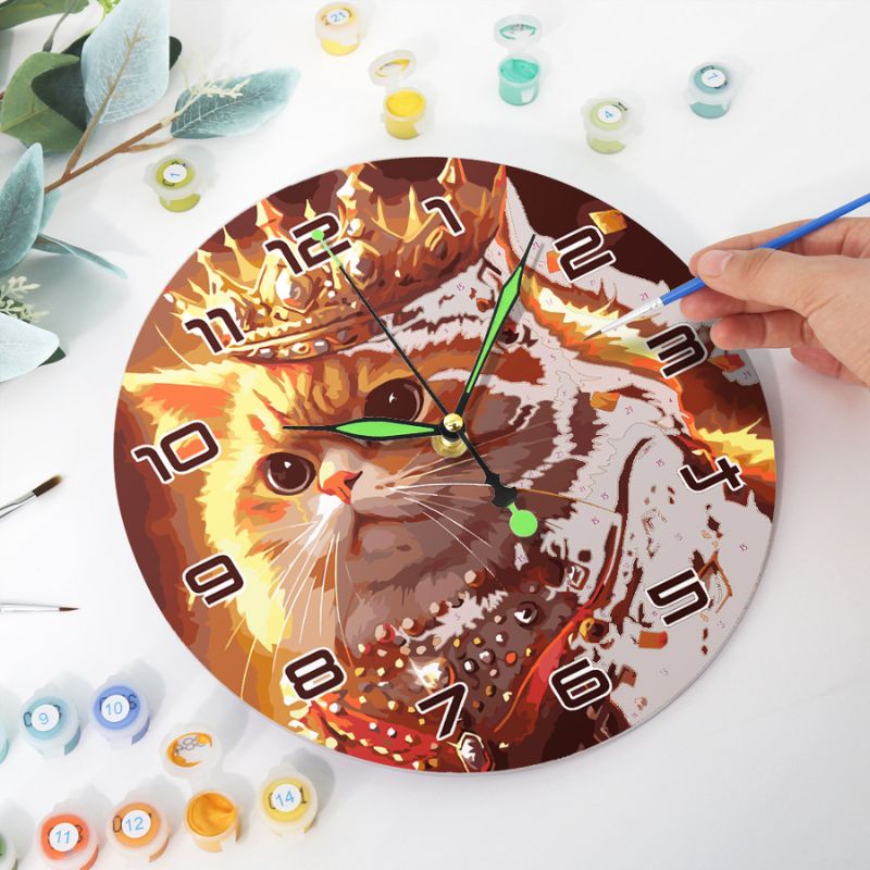 Cute Kitty Paint by Numbers Clock Kit