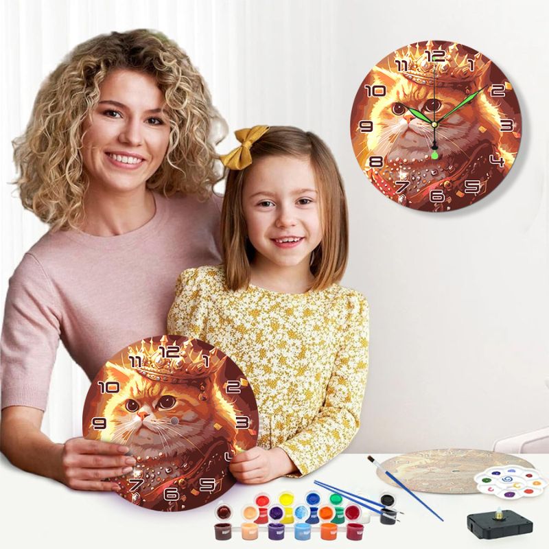 Cute Kitty Paint by Numbers Clock Kit