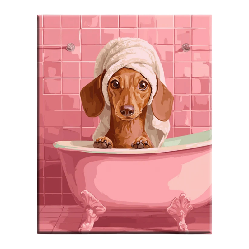 Dachshund Bath Time Paint by Numbers