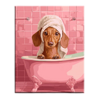 Dachshund Bath Time Paint by Numbers