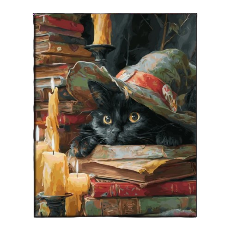 Enchanted Library Cat Paint by Numbers
