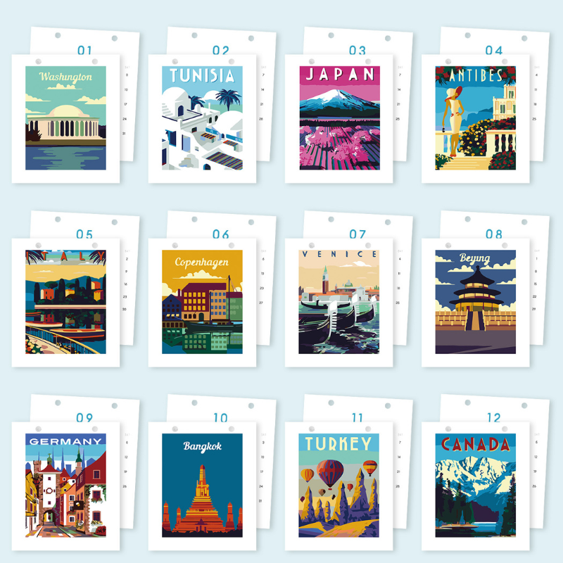 European Travel Paint by Numbers Calendar