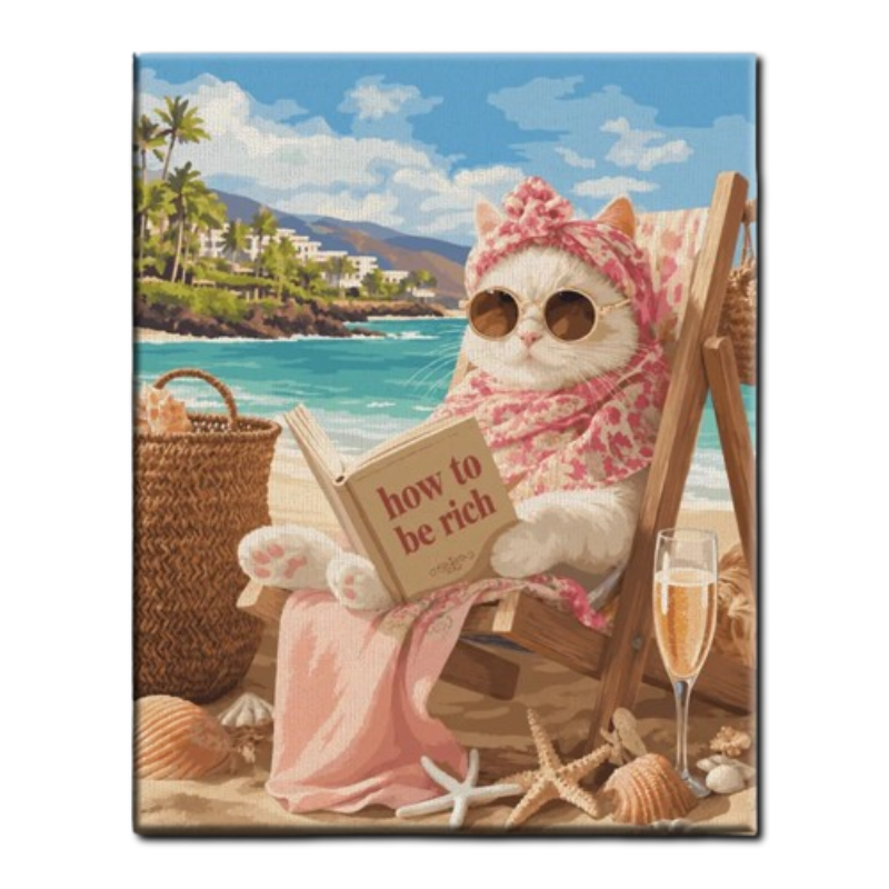 Fancy Beach Cat Paint by Numbers