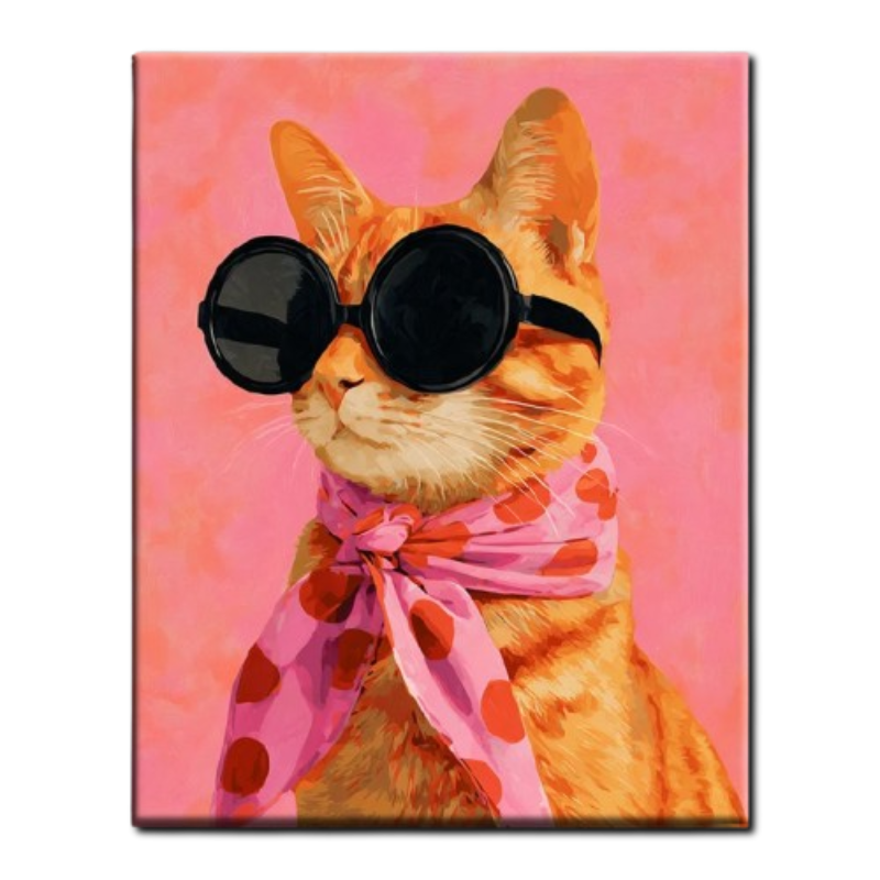 Fashionista Tabby Cat Paint by Numbers