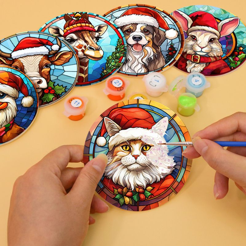 Festive Animals Paint by Numbers Coasters