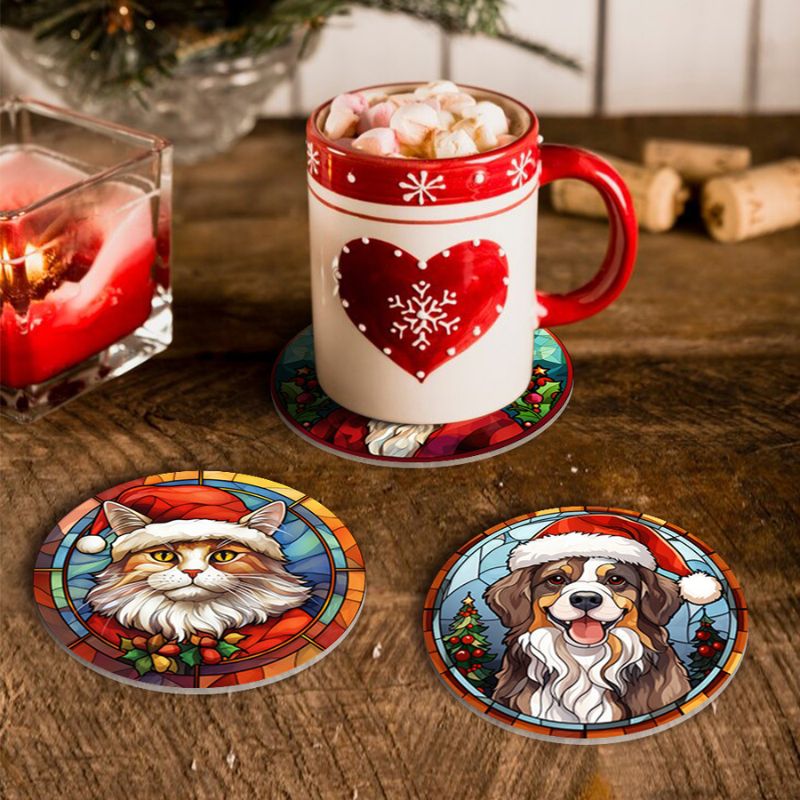 Festive Animals Paint by Numbers Coasters