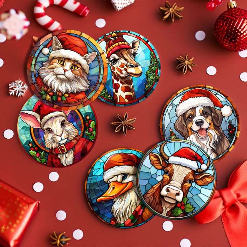 Festive Animals Paint by Numbers Coasters