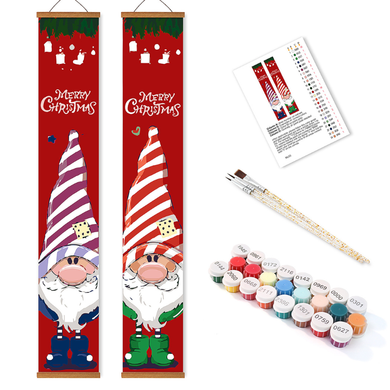 Festive Gnome Duo Hanging Scroll Paint by Numbers Kit