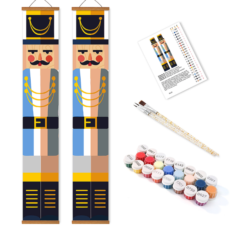 Festive Nutcracker Duo Hanging Scroll Paint by Numbers Kit