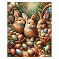 Floral Easter Bunny Trio Paint by Numbers