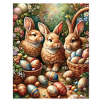 Floral Easter Bunny Trio Paint by Numbers