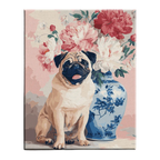 Floral Pug Paint by Numbers