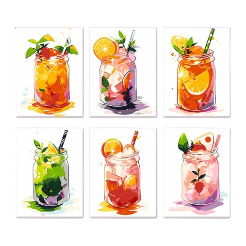 Fresh Sips - 6 Mini Paintings