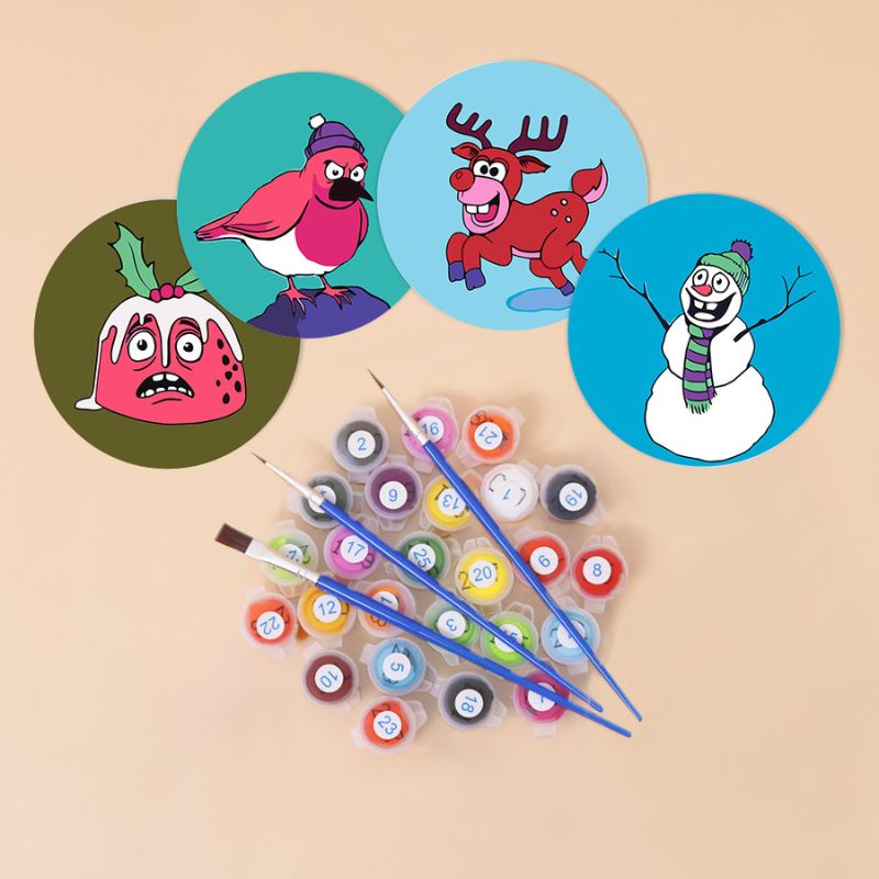 Funny Christmas Characters Paint by Numbers Coasters