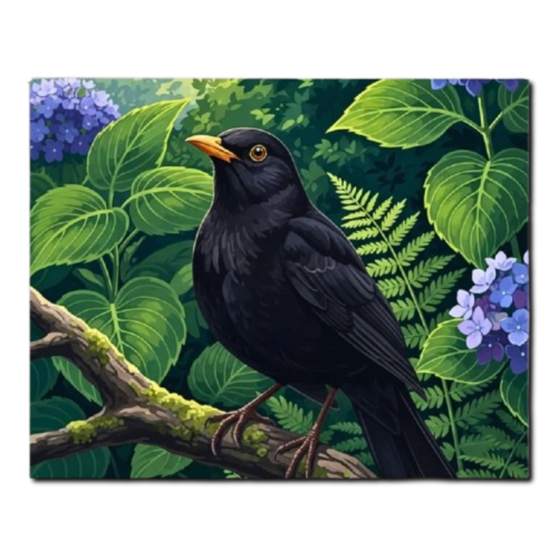 Garden Blackbird Paint by Numbers