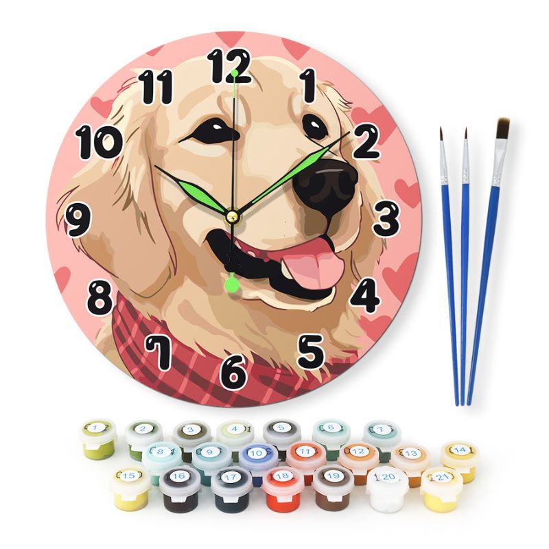 Golden Retriever Paint by Numbers Clock Kit