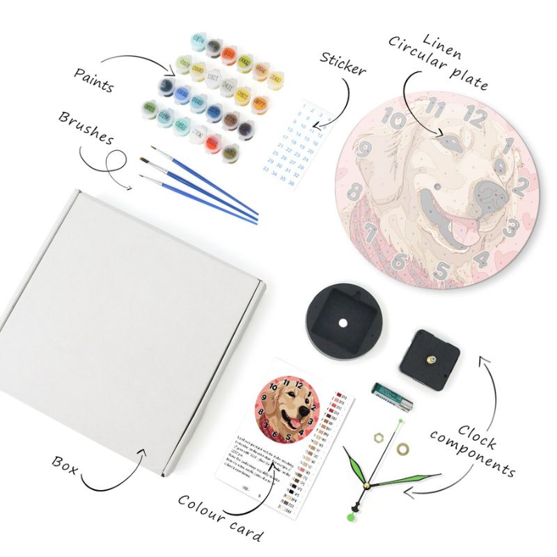 Golden Retriever Paint by Numbers Clock Kit