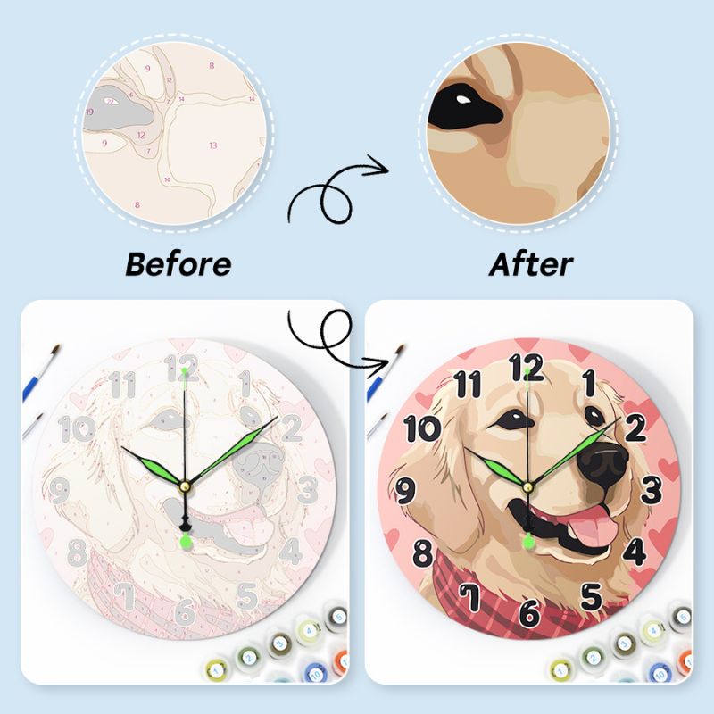 Golden Retriever Paint by Numbers Clock Kit