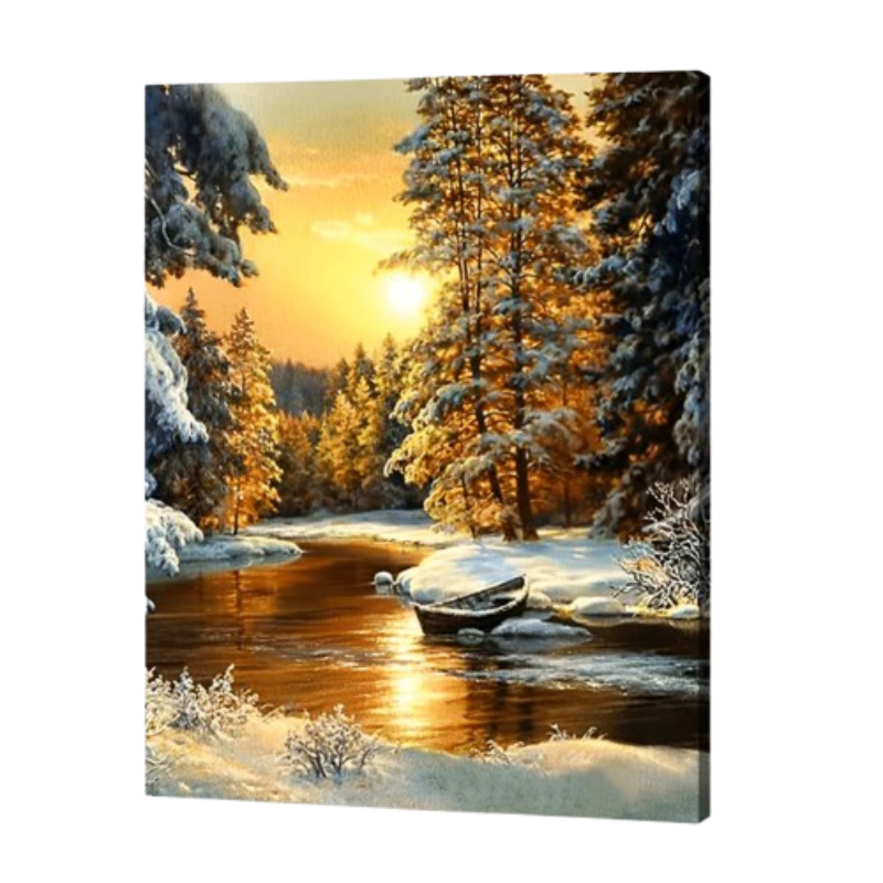 Golden Winter Glow Paint by Numbers