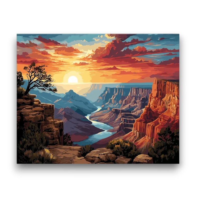 Grand Canyon River Sunset Paint by Numbers
