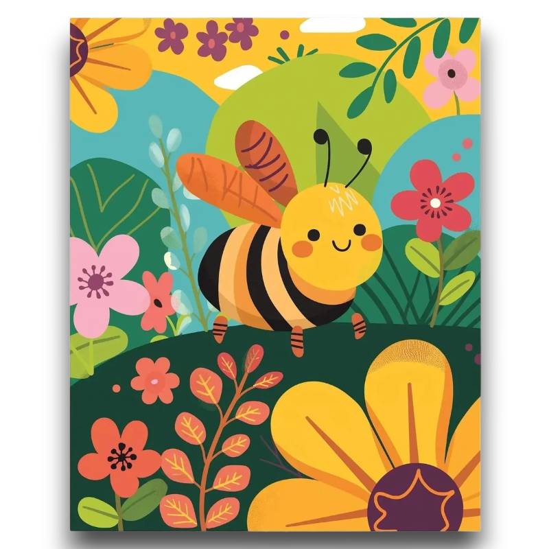 Happy Bumblebee Garden Kids Paint by Numbers