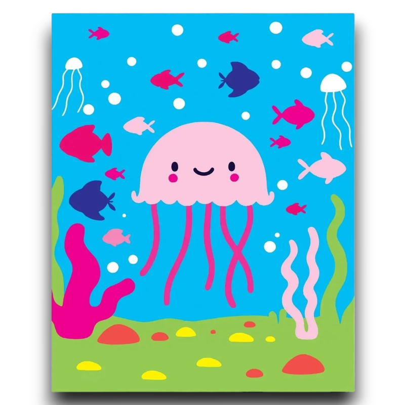 Happy Jellyfish Ocean, Kids Paint by Numbers