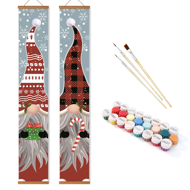 Holiday Gnome Pair Hanging Scroll Paint by Numbers Kit