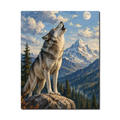 Howling Wolf Under the Moon Paint by Numbers