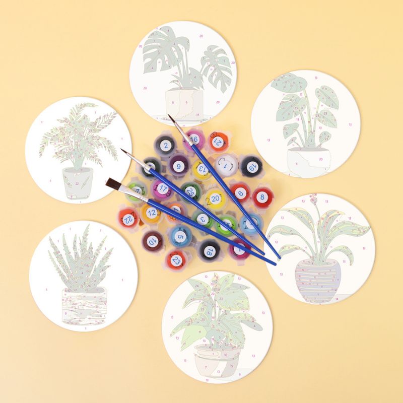 Indoor Plants Paint by Numbers Coasters