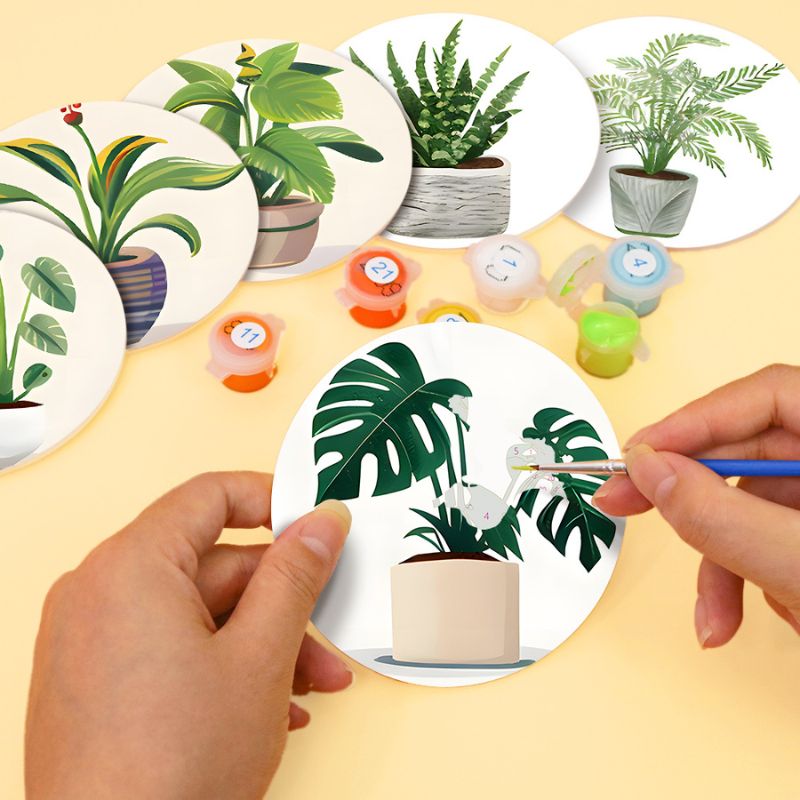 Indoor Plants Paint by Numbers Coasters
