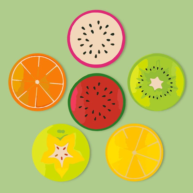 Juicy Fruit Collection 6-Pieces Paint by Numbers Placemat