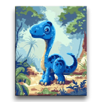 Little Blue Dinosaur Kids Paint by Numbers