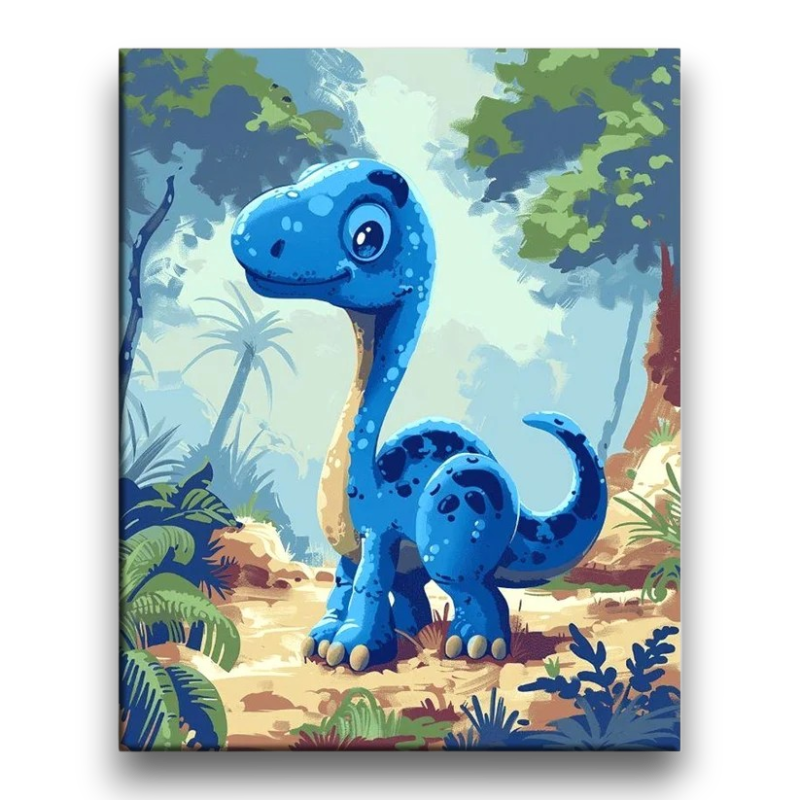 Little Blue Dinosaur Kids Paint by Numbers