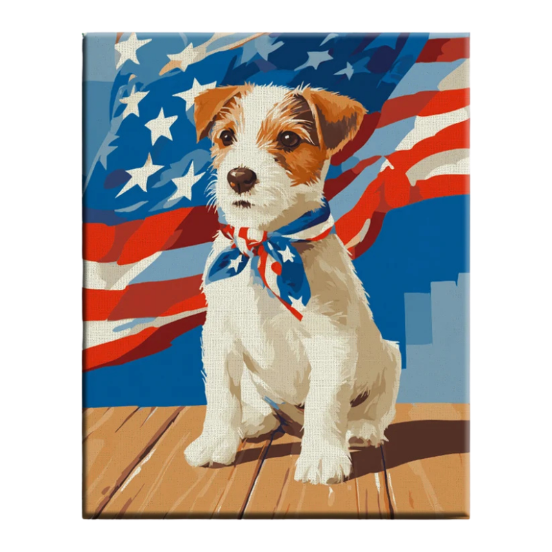 Little Patriot Dog Paint by Numbers