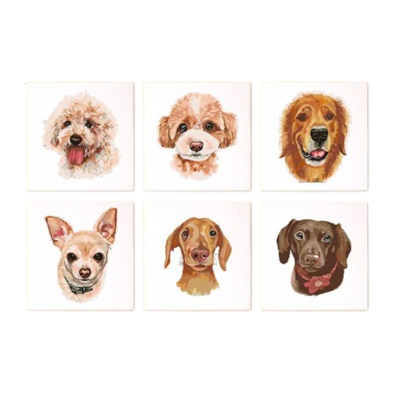 Lovely Dogs - 6 Mini Paintings